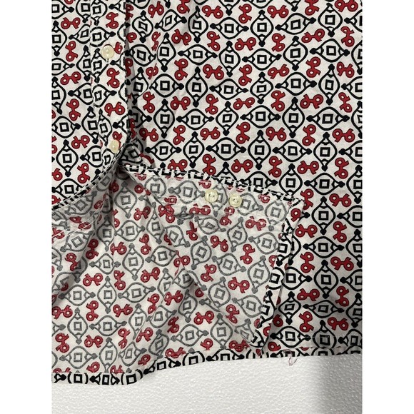 VTG 'Mr. Witt' White/Black/ Red Design Cotton Button Up Size 12 - Picture 4 of 5